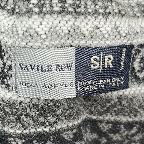 Savile Row Mens Scarf Snowflake Geometric Gray Black Fringe 64” Long Cozy Preppy - Picture 4 of 6